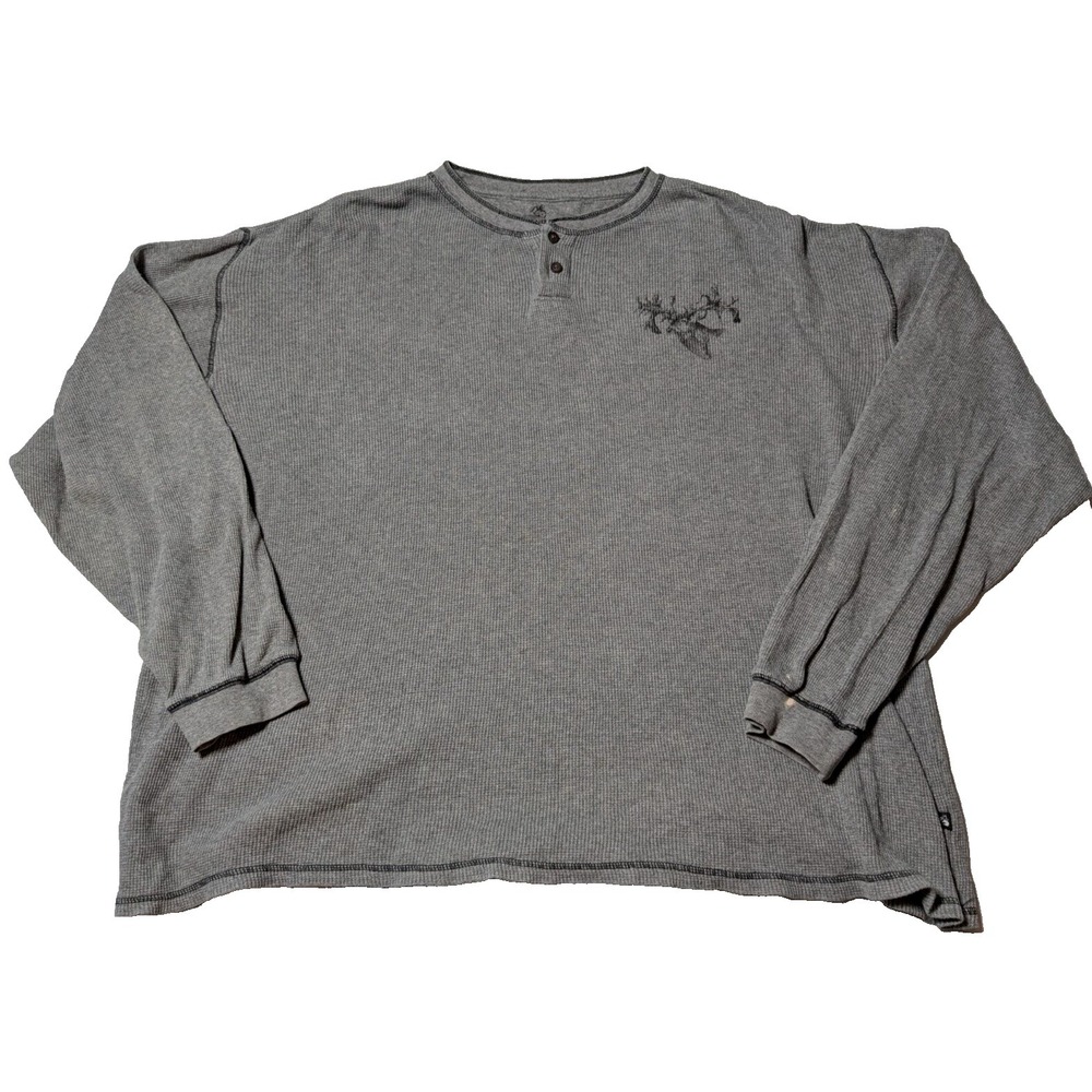 LEGENDARY WHITETAILS Men Big & Tall 2XLT LOOSE Gray DEER Graphic‎ Thermal Henley